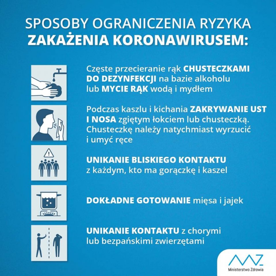 sposoby ograniczenia ryzyka zakazenia koronawirusem